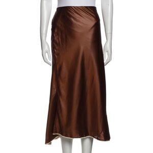 Theory Chocolate Silk Midi Skirt